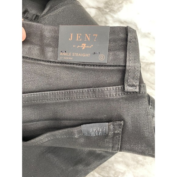 Jen7 by 7 For All Mankind 7FAM NWT Coated Ankle Straight Leg Jeans Black 0 New - Picture 5 of 9